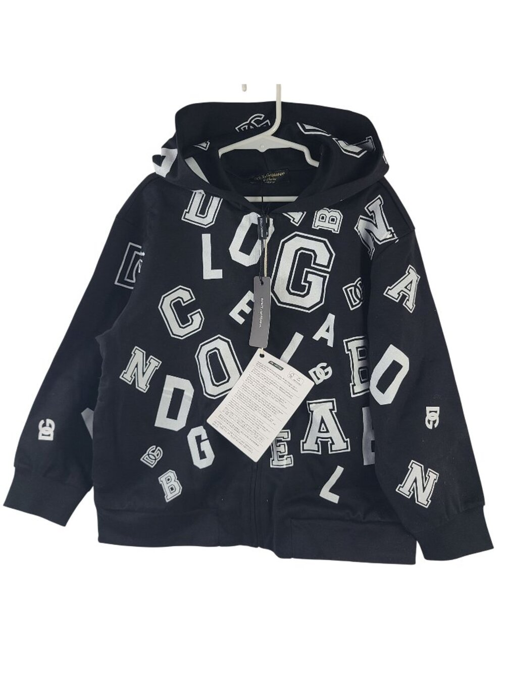 NEW Dolce & Gabbana Black Hooded Zip-Up Sweatshirt Kids Size 5 Ramadan Special